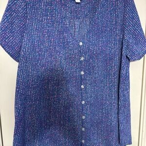 LuLaRoe Blue and Pink Button Down Shirt